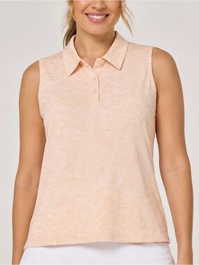 Adidas‎ women’s Jacquard Sleeveless Golf Polo size XL color Powder Coral peach